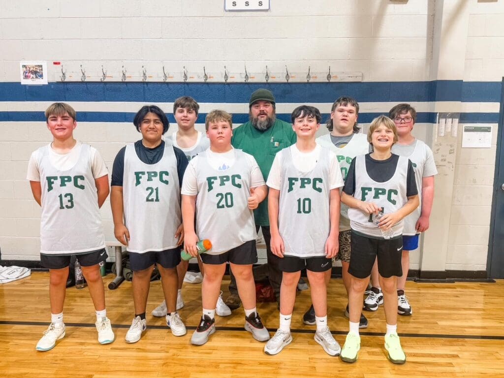 group photo of youth basketball team